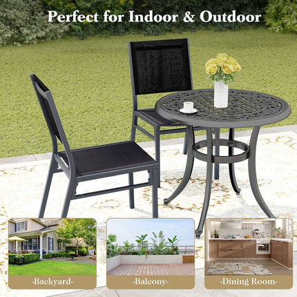 Outdoor Dining Chairs Set of 2, Breathable Fabric, Black