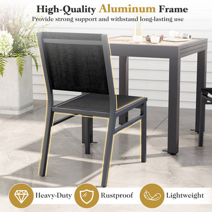 Outdoor Dining Chairs Set of 2, Breathable Fabric, Black