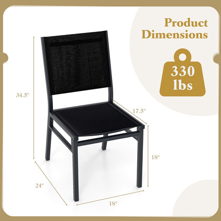 Outdoor Dining Chairs Set of 2, Breathable Fabric, Black