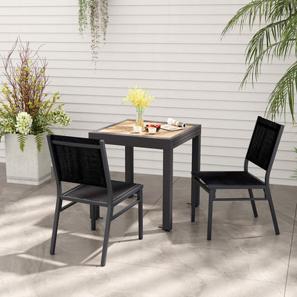 Outdoor Dining Chairs Set of 2, Breathable Fabric, Black