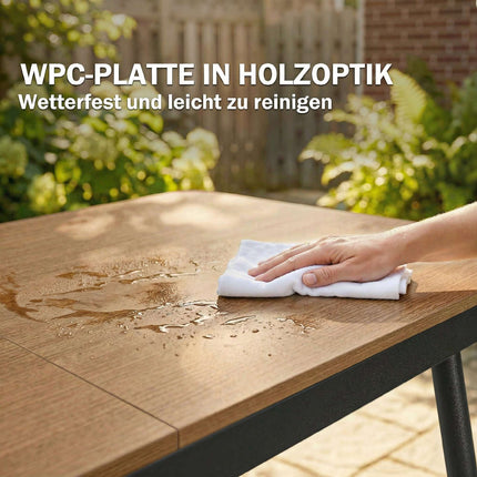 Outdoor Dining Table 140x80 cm, 6 Seats, Teak WPC Top