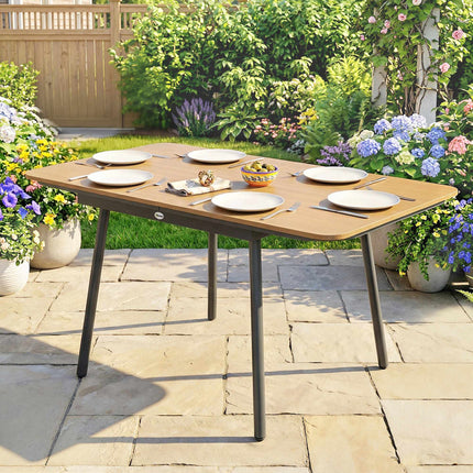 Outdoor Dining Table 140x80 cm, 6 Seats, Teak WPC Top
