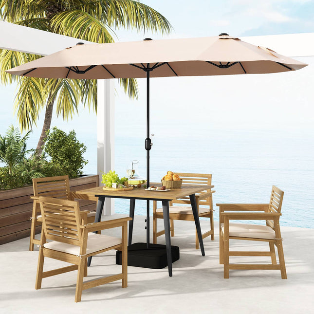 Outdoor Dining Table, Acacia Wood, 4-Person, 1.9 in Hole
