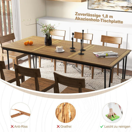 Outdoor Dining Table, Acacia Wood, 8 Seats, Umbrella Hole