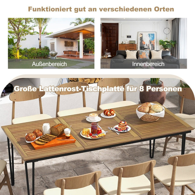 Outdoor Dining Table, Acacia Wood, 8 Seats, Umbrella Hole