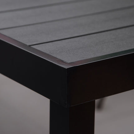 Outdoor Dining Table, Black, 190 x 90 x 74 cm, Seats 8