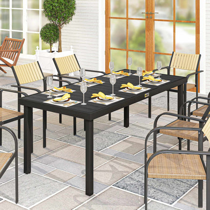 Outdoor Dining Table, Black, 190 x 90 x 74 cm, Seats 8