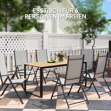 Outdoor Dining Table, Weatherproof, Seats 6, Teak Finish