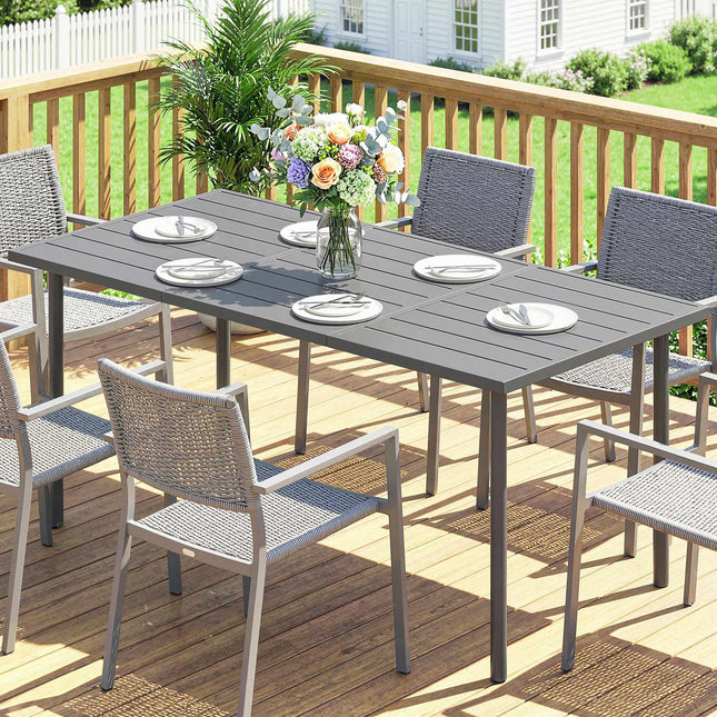 Outdoor Dining Table for 6, 165 x 80 cm, Steel Frame
