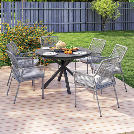 Outdoor Dining Table for 6, Aluminum Frame, Black