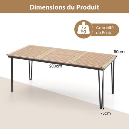 Outdoor Dining Table for 8, Acacia Top, 200x90 cm