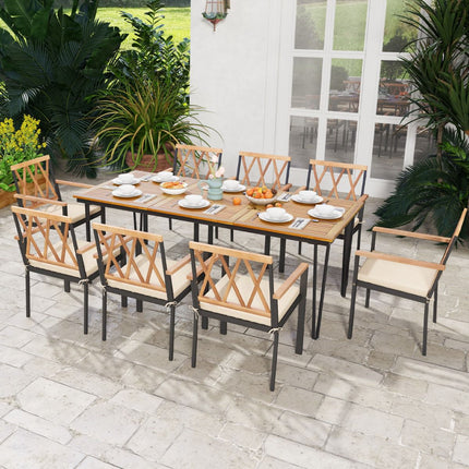 Outdoor Dining Table for 8, Acacia Top, 200x90 cm