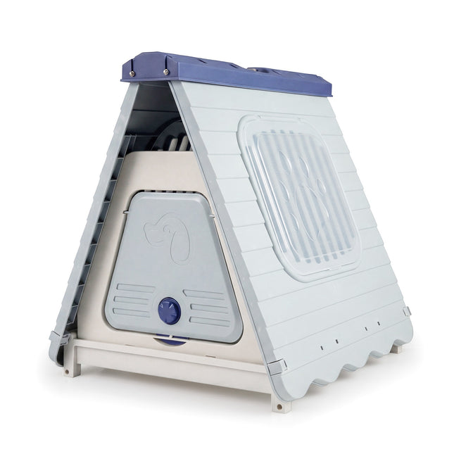 Outdoor Dog House, Ventilated Windows, Foldable, Blue