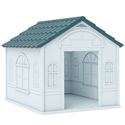 Outdoor Dog House, Weatherproof Plastic, 65 x 75.7 x 63 cm, Blue