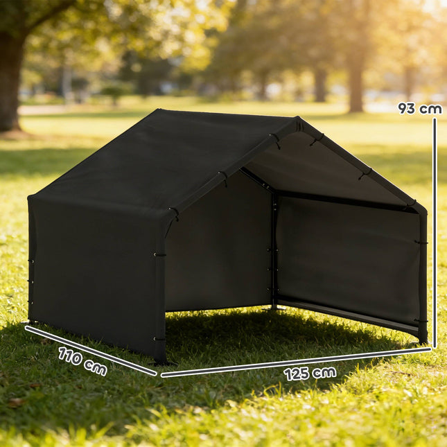 Outdoor Dog House with UV-Resistant Canopy, 125x110x93 cm