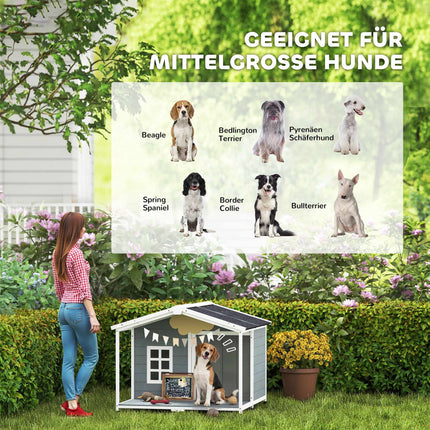 Outdoor Dog House with Veranda, Weatherproof, Easy Clean