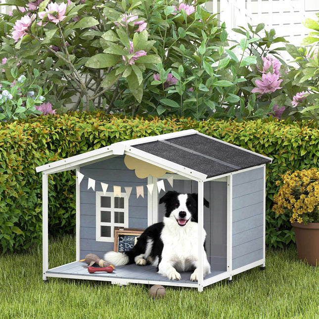 Outdoor Dog House with Veranda, Weatherproof, Easy Clean