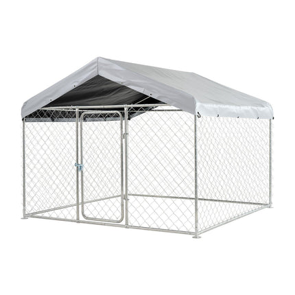 Outdoor Dog Kennel 2 x 2 x 1.6 m, Locking Roof Cover