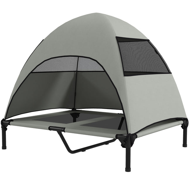 Elevated Cooling Outdoor Dog Bed with Cover - Light Grey