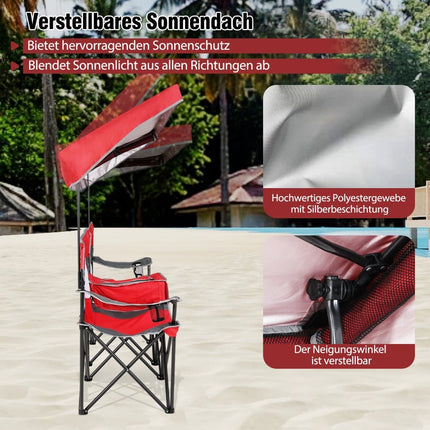 Outdoor Double Camping Chair with Adjustable Sunshade