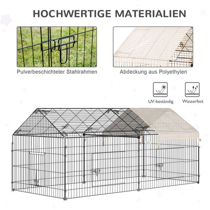 Small animal outdoor enclosure, metal, sun protection 220x103cm