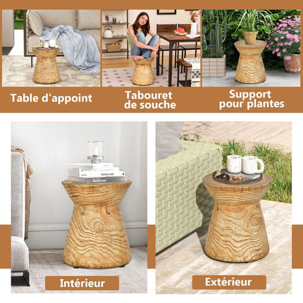 Outdoor End Table, Natural Rock, Wood Grain, 14.5 x 17 in