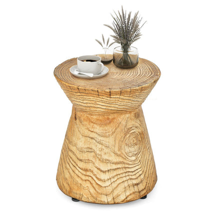 Outdoor End Table, Natural Rock, Wood Grain, 14.5 x 17 in