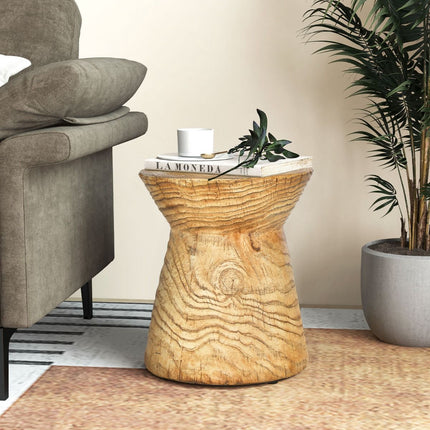 Outdoor End Table, Natural Rock, Wood Grain, 14.5 x 17 in