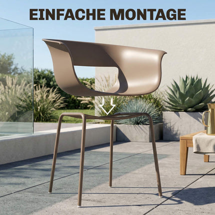 Outdoor Ergonomic Garden Chairs Set of 4, Weatherproof, Coffee