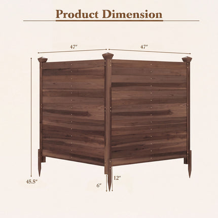 Outdoor Fir Wood Privacy Fence, 2-Panel, Brown