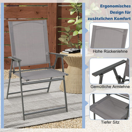 Outdoor Folding Chair Set, High Back, Breathable Fabric