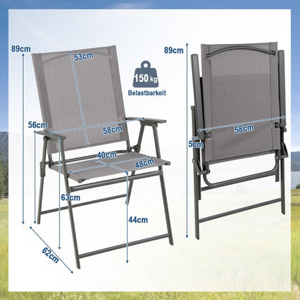 Outdoor Folding Chair Set, High Back, Breathable Fabric