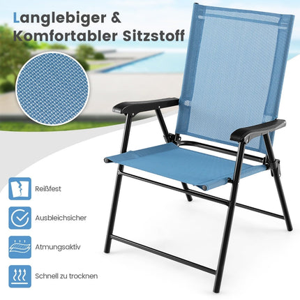 Outdoor Folding Chairs Set of 2, Blue, 65x60x93 cm