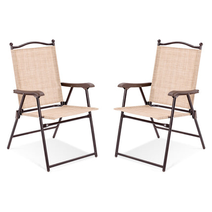 Outdoor Folding Patio Chairs Set of 2 with Armrests