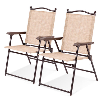 Outdoor Folding Patio Chairs Set of 2 with Armrests