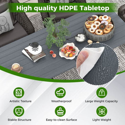 Outdoor Folding Table 180 x 74 cm, HDPE Top, Metal Legs
