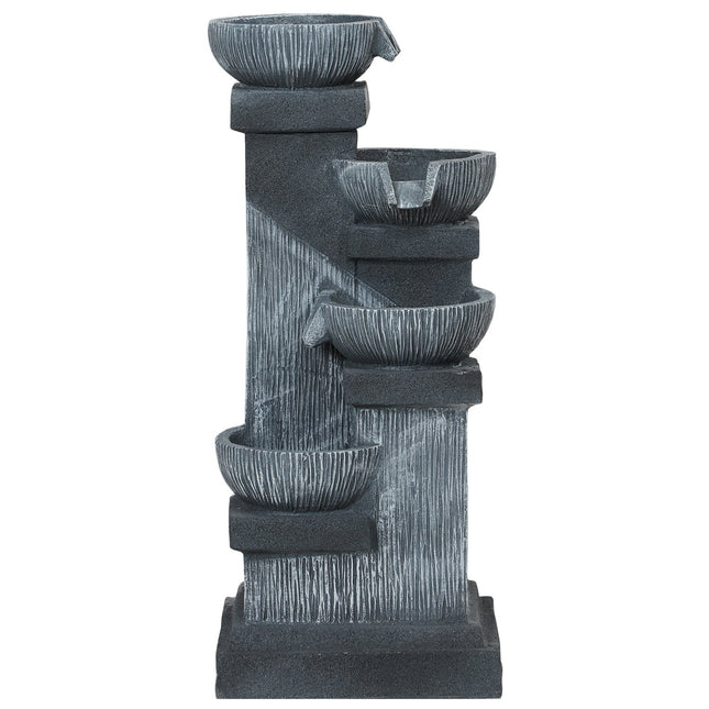 Four-tier outdoor resin fountain with LED, stone look