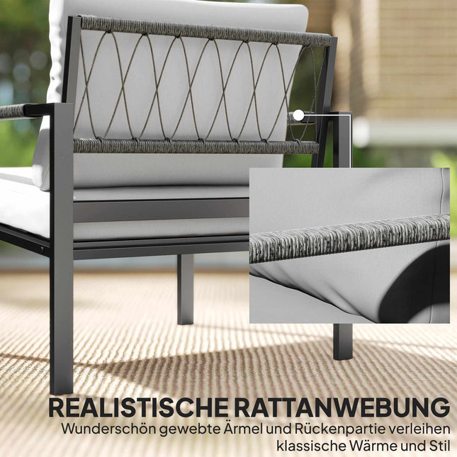 Outdoor Furniture Set for 4, Weatherproof, Light Grey