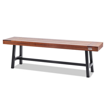 Outdoor Garden Bench, 63-In Wood, Metal Legs, 500 lb