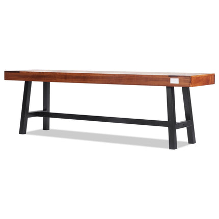 Outdoor Garden Bench, 63-In Wood, Metal Legs, 500 lb