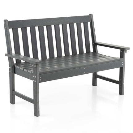 Outdoor Garden Bench, HDPE, 132 cm, Weatherproof, Gray