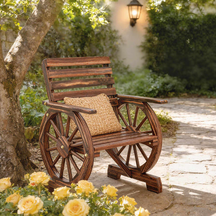 Outdoor Garden Chair, Wagon Wheel Design, Pine & Fir Wood