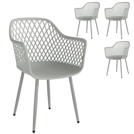 Outdoor Garden Chairs Set of 4, UV-Resistant Plastic, Grey