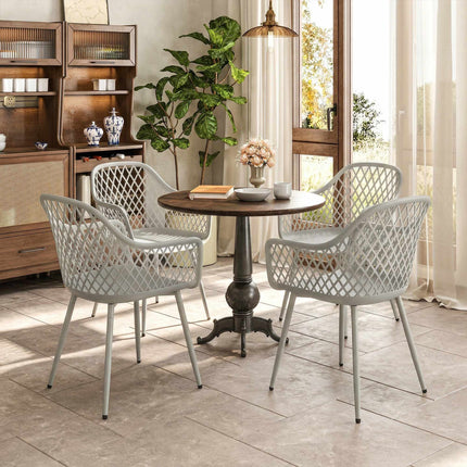 Outdoor Garden Chairs Set of 4, UV-Resistant Plastic, Grey