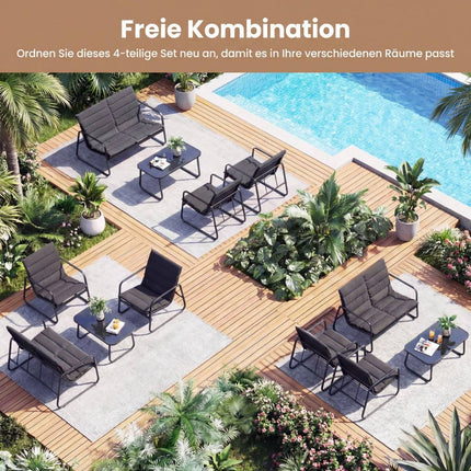 Outdoor Garden Furniture Set with Cushions – 4 Pieces