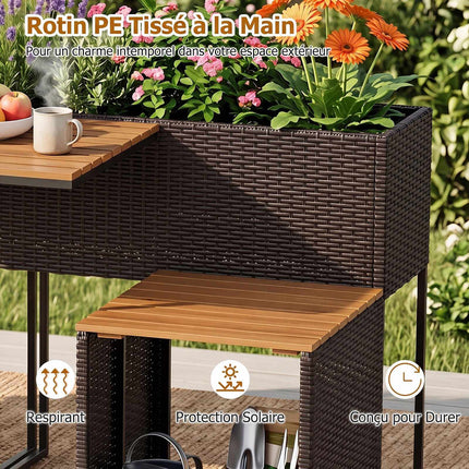 Outdoor Garden Furniture Set with Raised Planter & Chairs