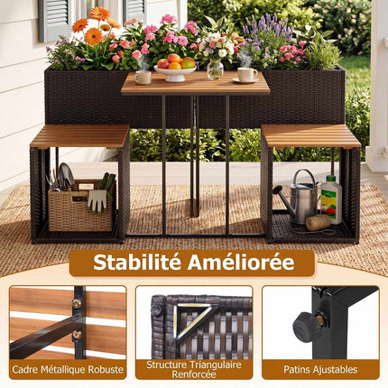 Outdoor Garden Furniture Set with Raised Planter & Chairs