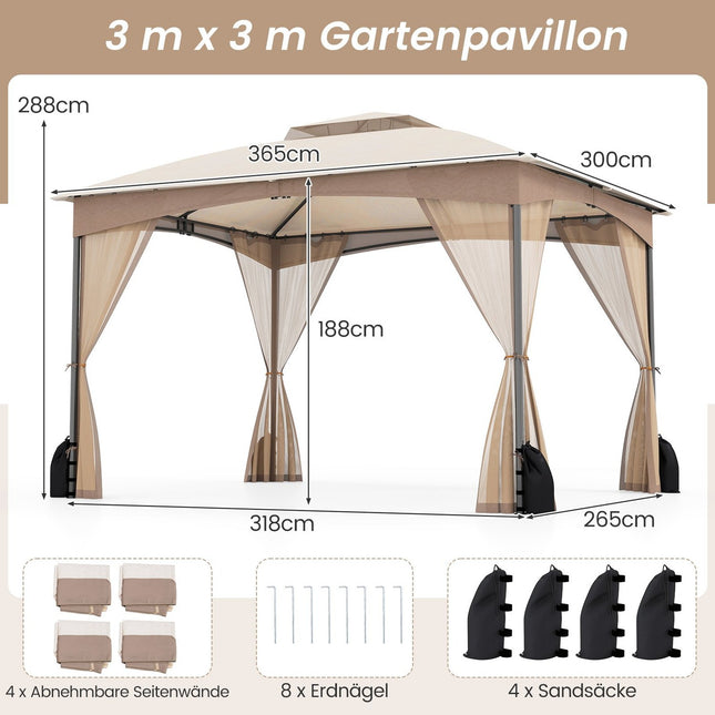 Outdoor Gazebo 3.6 x 3 m with Mosquito Net & Sandbags