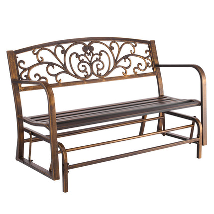 Outdoor Glider Bench, 50-Inch Metal Frame, Bronze