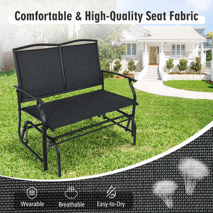 Outdoor Glider Rocking Loveseat, 2-Seat Steel Frame